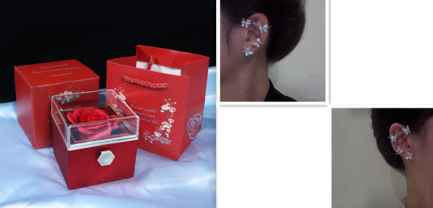 Rotating Soap Flower Rose Gift Box Creative Rotating Rose Jewelry Packaging Box Valentine's Day Gift For Women A&S Collection