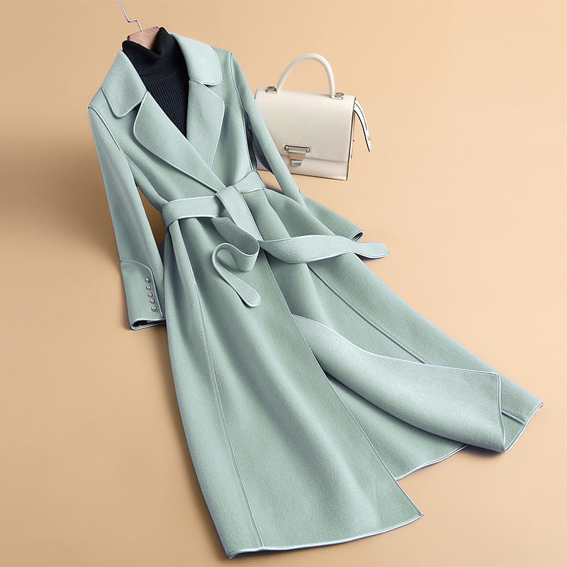 Elegant mid-length Herben-style cashmere coat, perfect for chic autumn and winter fashion." A&S Collection