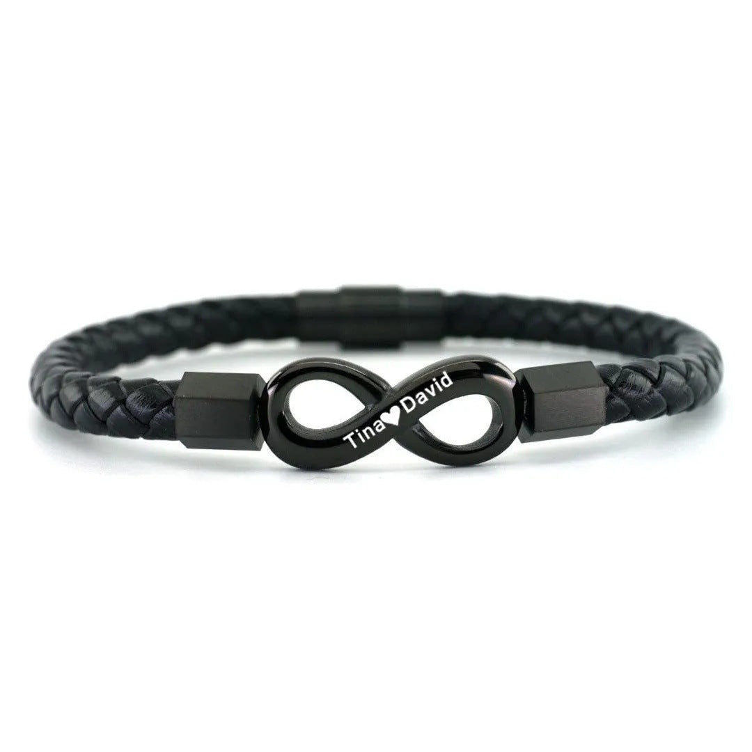 To My Man Custom Names Love You Forever And Always Infinity Leather Bracelet For Husband Dad Son A&S Collection