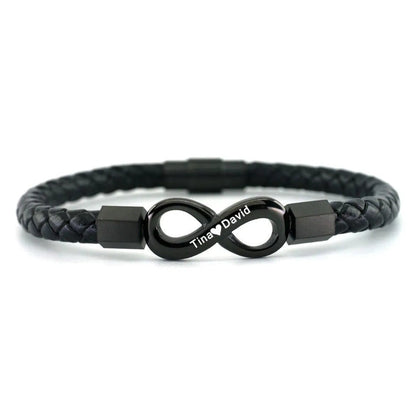 To My Man Custom Names Love You Forever And Always Infinity Leather Bracelet For Husband Dad Son A&S Collection