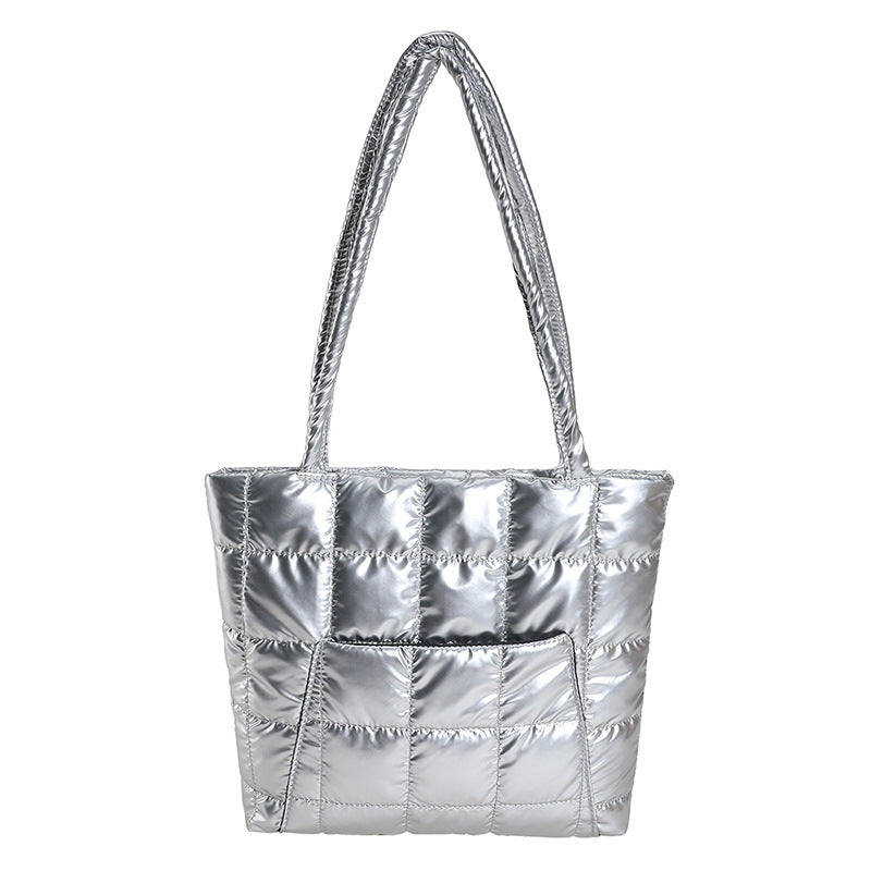 Plaid cloud tote: large, chic commuter bag. A&S Collection
