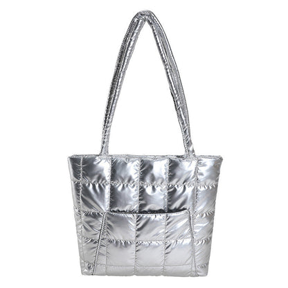 Plaid cloud tote: large, chic commuter bag. A&S Collection