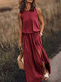 Full Size Round Neck Sleeveless Slit Maxi Dress Plus Size.