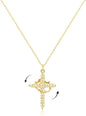 Cross full diamond necklace Rotatable birthstone cross crown Zircon clavicle chain necklace A&S Collection