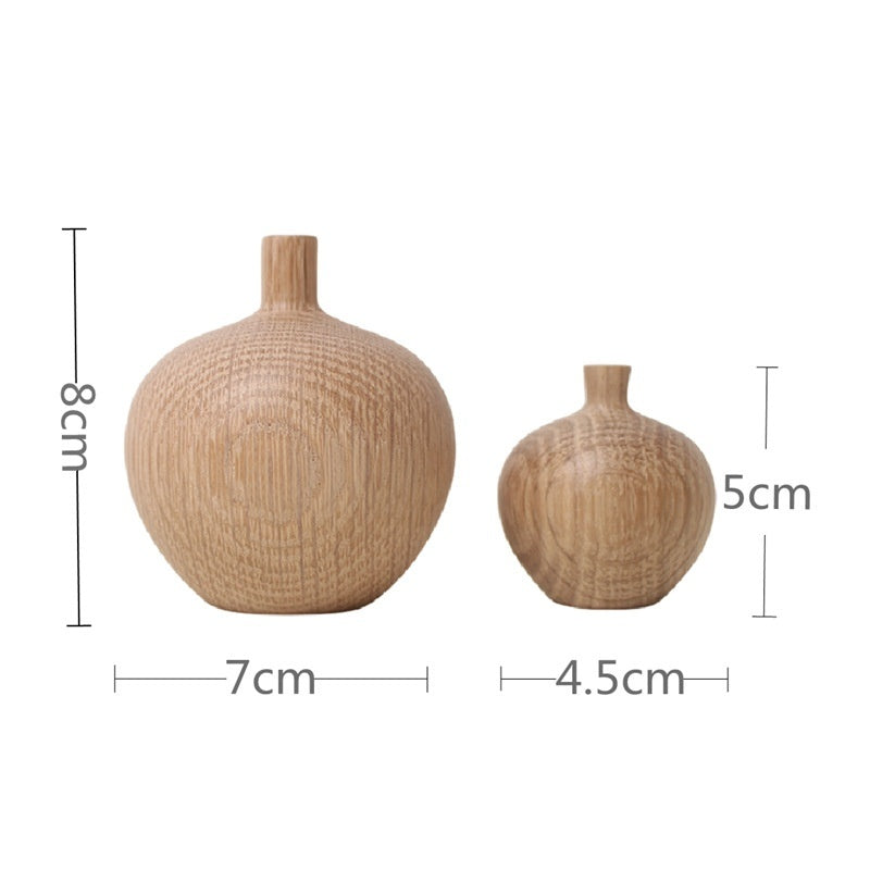 Japanese Style Groceries Solid Wood Dried Flowers And Flowerpot Wooden Craftwork Ins Vase A&S Collection