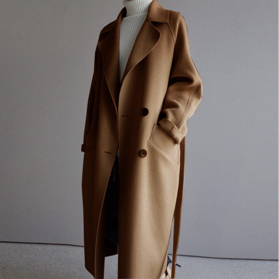 Stylish long woolen coat, Harajuku style, double-sided, perfect for autumn and winter. A&S Collection