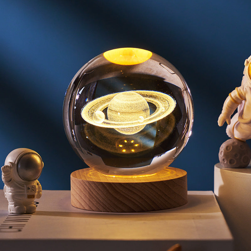 Luminous Starry Sky And Planets Moon Moon Crystal Ball Small Night Lamp Projection Ambience Light Creative Gift New Strange Gift A&S Collection