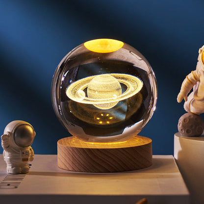 Luminous Starry Sky And Planets Moon Moon Crystal Ball Small Night Lamp Projection Ambience Light Creative Gift New Strange Gift A&S Collection