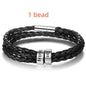 Personalized Mens Braided Genuine Leather Bracelet Stainless Steel Custom Beads Name Charm Bracelet For Men With Family Names A&S Collection