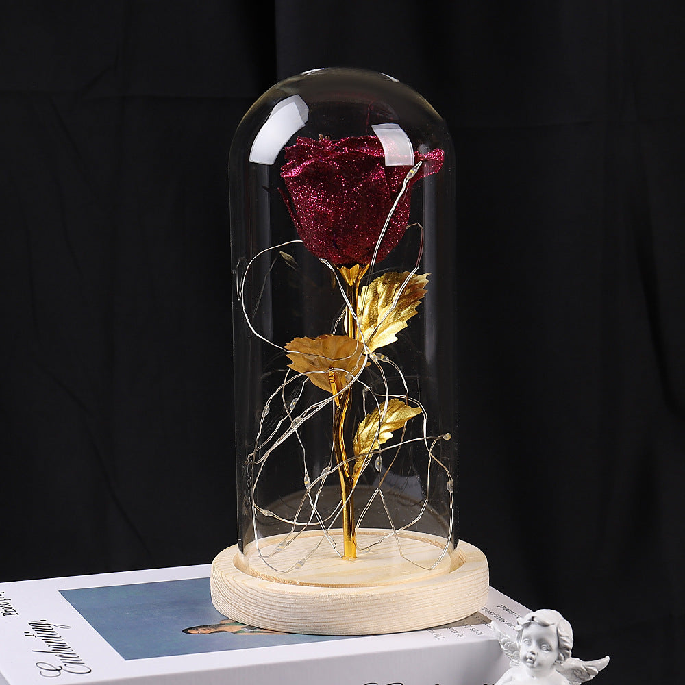 Valentines Day Gift  For Girlfriend Eternal Rose Flowers LED Light In Glass Cover Day Wedding Decoration Favors Mother Day Female Gift  Gift A&S Collection