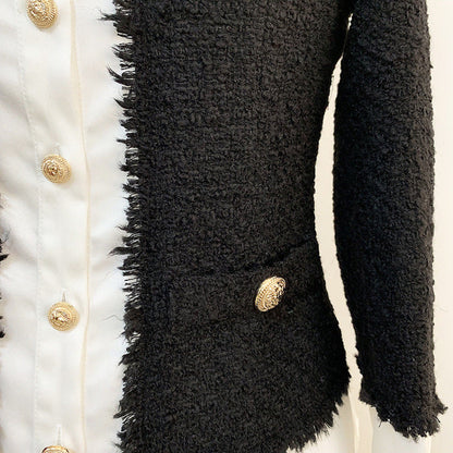 Autumn/winter new European and American fashion satin stitching lion button shirt jacket Hypersku