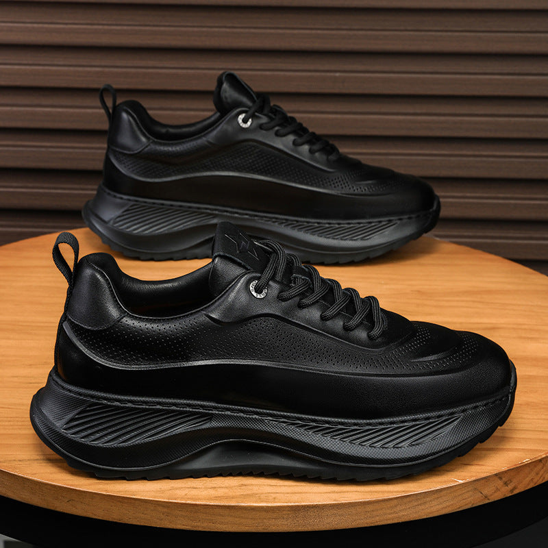 Trendy Thick-Soled Men's Sneakers: Breathable Lace-Up Dad Shoes for Casual Comfort A&S Collection