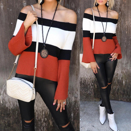 Elegant slim knit pullover: sexy line neck design, perfect for chic style. A&S Collection