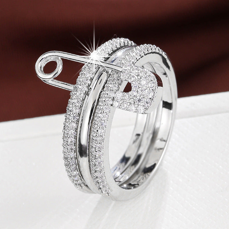 Stylish tri-color ring: versatile split design, featuring micro-set zircon for a unique, fashionable look A&S Collection