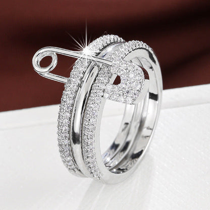 Stylish tri-color ring: versatile split design, featuring micro-set zircon for a unique, fashionable look A&S Collection