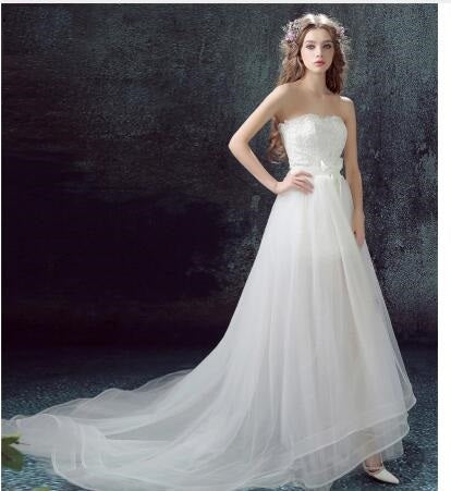 Sexy Detachable Skirt Mermaid Tulle Lace Appliques Short Wedding Dress New Wedding Dresses A&S Collection