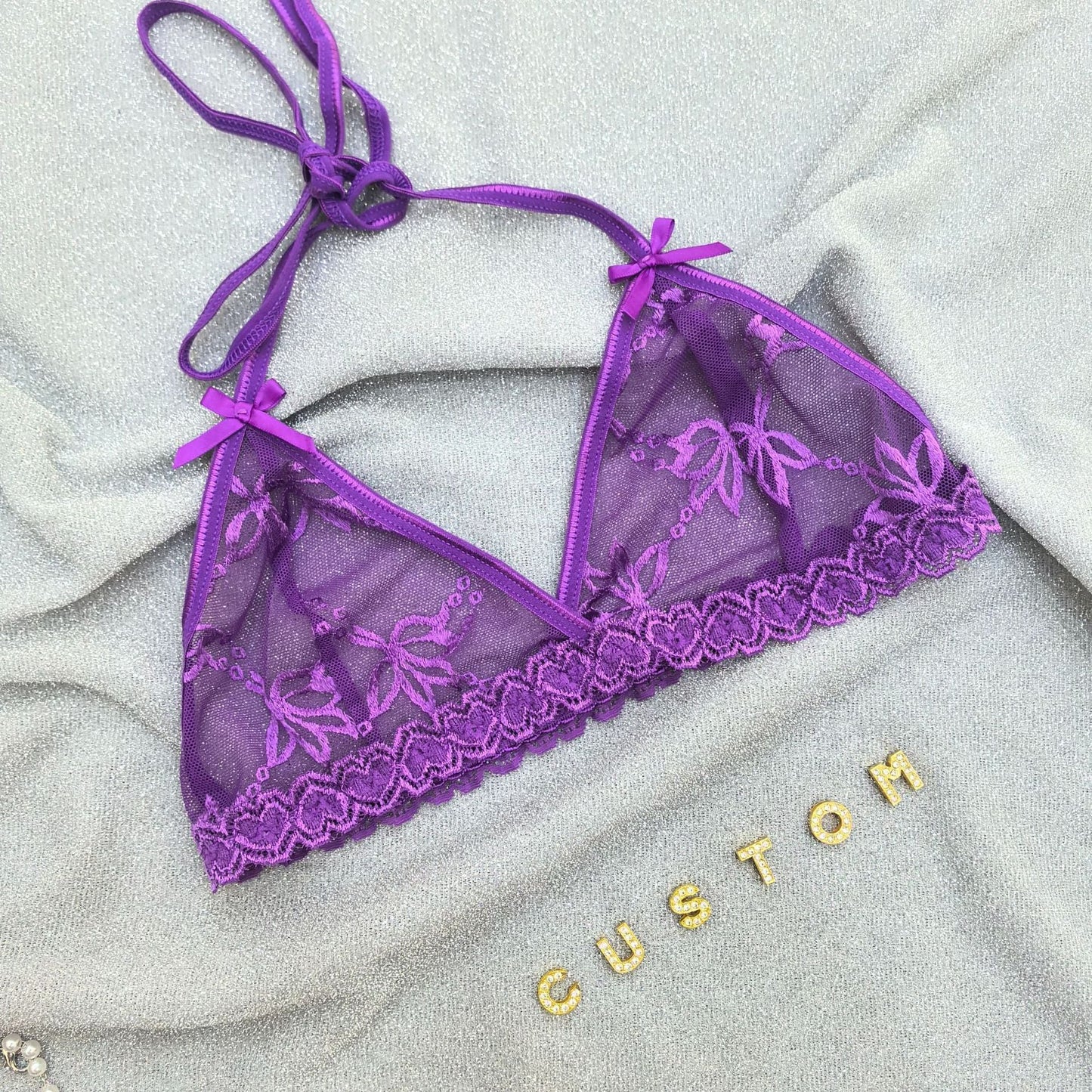 Custom Lingerie Set For Women Thong Panties Bra Set With Name Rhinestone Customized Thongs Personalized G-String Jewelry Gift CJ