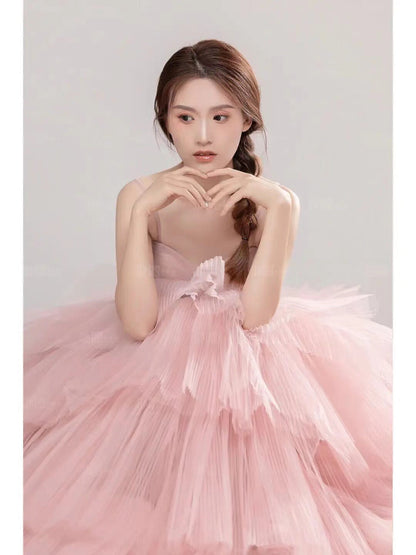 Elegant Girl's Wedding Photography Dress Pink White A&S Collection