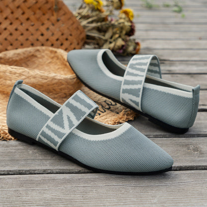 Striped Flats Shoes Fashion Casual Pointed Toe Loafers Lazy Shoes For Women A&S Collection