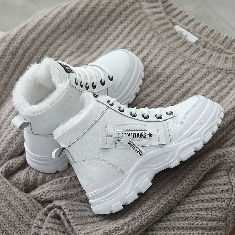 Fleece Lace-up Boots Winter Warm Short Plush High-top Shoes A&S Collection