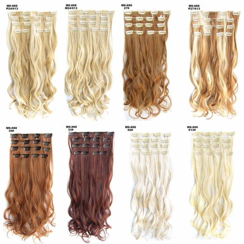 Ultra-realistic long curly hair extensions, invisible and traceless, 7-piece set A&S Collection