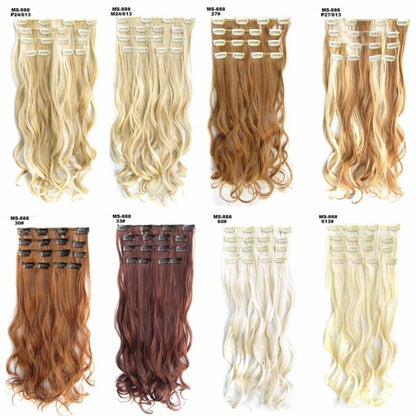 Ultra-realistic long curly hair extensions, invisible and traceless, 7-piece set A&S Collection