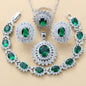 Garnet Cubic Zirconia Earrings Pendant Necklace Bracelet Ring Gift 4 PCs Set A&S Collection