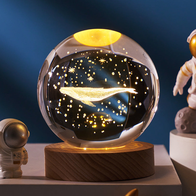 Luminous Starry Sky And Planets Moon Moon Crystal Ball Small Night Lamp Projection Ambience Light Creative Gift New Strange Gift A&S Collection