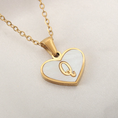 26 Letter Heart-shaped Necklace White Shell Love Clavicle Chain Fashion Personalized Necklace For Women Jewelry Valentine's Day A&S Collection