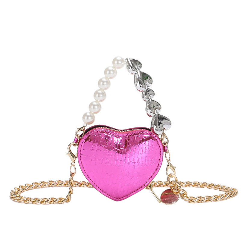 Mini Love-shape Pearls Handbag Fashion Cute Chain Lipstick Bag Women's Bright Candy Color Shoulder Messenger Bag A&S Collection