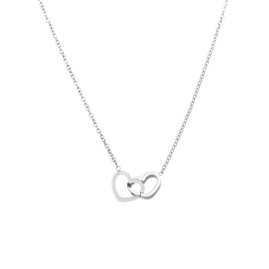 Titanium steel heart-shaped double le necklace A&S Collection