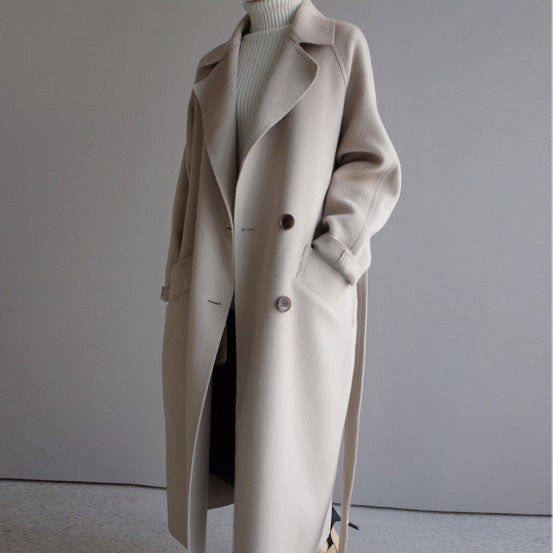 Stylish long woolen coat, Harajuku style, double-sided, perfect for autumn and winter. A&S Collection