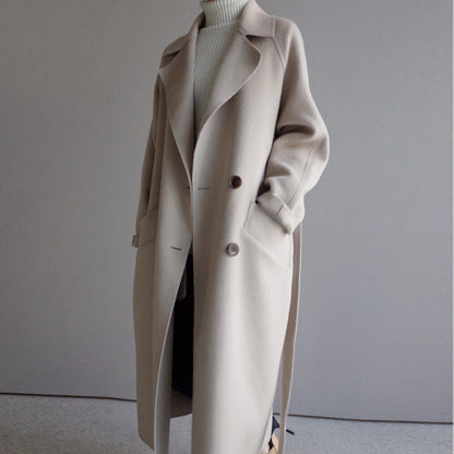 Stylish long woolen coat, Harajuku style, double-sided, perfect for autumn and winter. A&S Collection