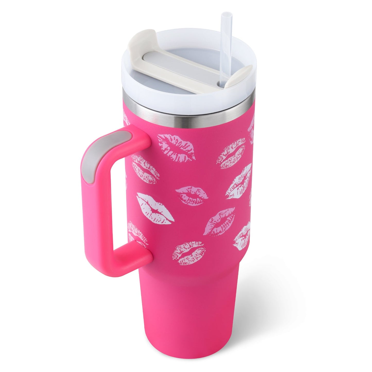 40 Oz Tumbler With Handle Straw Insulated, Stainless Steel Spill Proof Vacuum Coffee Cup Tumbler With Lid Tapered Mug Gifts For Valentine Lover Suitable For Car Gym Office Travel A&S Collection