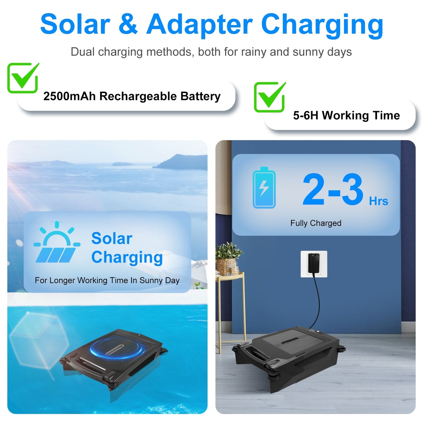 1Pc Solar Powered Robotic Pool Skimmer Automatic Swimming Pool Surface Cleaner With 2 Cleaning Modes Dual Charging Methods IPX7 Waterproof 1937sq.ft Coverage APP Control