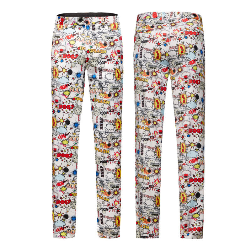 Stylish suit featuring a modern English letter print, perfect for hosts and performances. This trendy costume exudes confidence and sophistication. A&S Collection