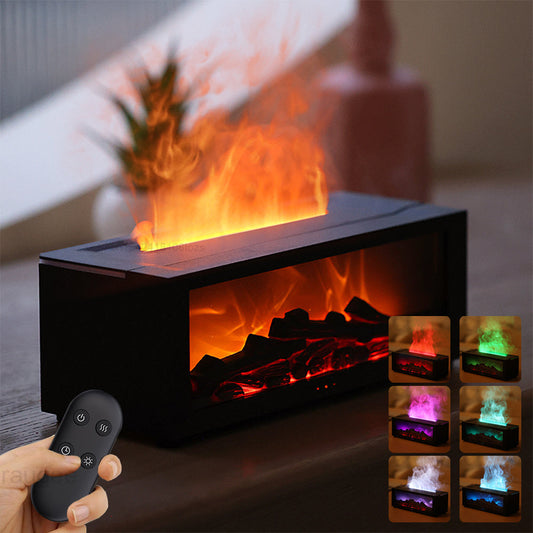New Flame Aromatherapy Machine Colorful Essential Oil Diffuser Home Large Fog Volume Flame Humidifier 3D Flame Fireplace Machine A&S Collection