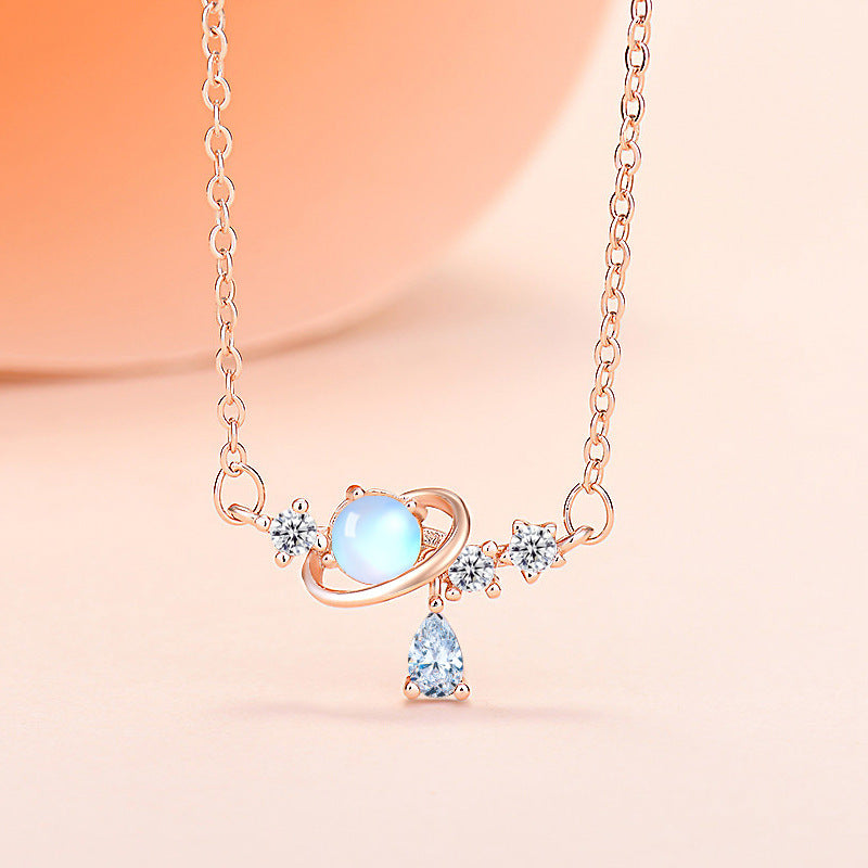 Exquisite planet necklace: trendy zircon drop, artistic and fashionable. A&S Collection