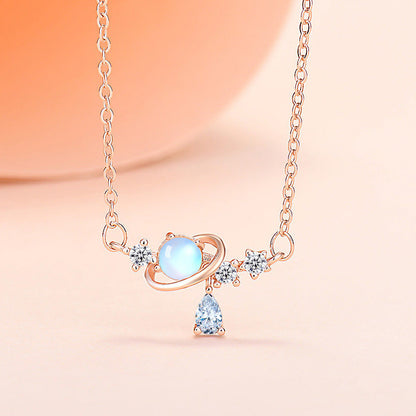 Exquisite planet necklace: trendy zircon drop, artistic and fashionable. A&S Collection