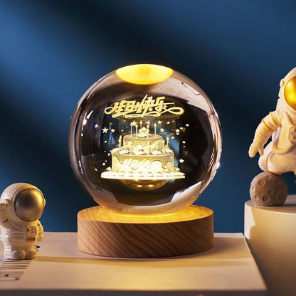 Luminous Starry Sky And Planets Moon Moon Crystal Ball Small Night Lamp Projection Ambience Light Creative Gift New Strange Gift A&S Collection