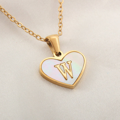 26 Letter Heart-shaped Necklace White Shell Love Clavicle Chain Fashion Personalized Necklace For Women Jewelry Valentine's Day A&S Collection