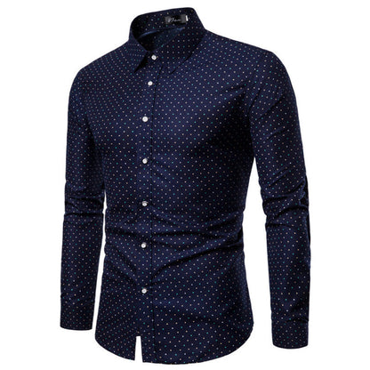 Men's printed long-sleeved shirts sell well Business polka dot long-sleeved shirts Wish slim shirt men A&S Collection