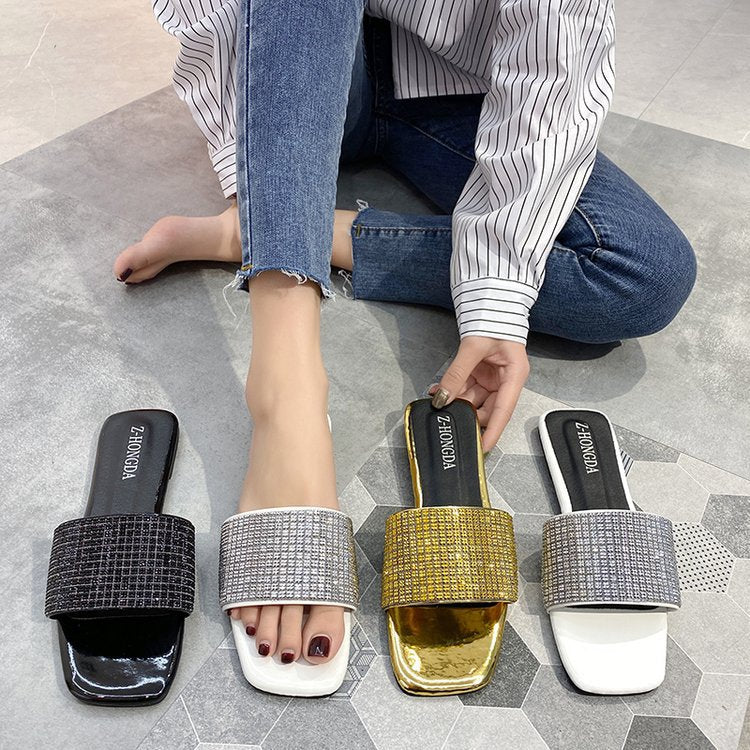 Comfortable square-toe sandals in European and American style A&S Collection