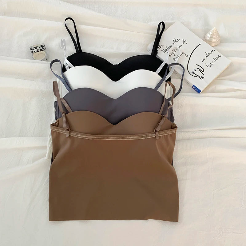 ITOOLIN Fashion Backless Tank Tops Cute Crop Tops For Women Slim Elastic Camisole Ice Silk Women Spaghetti Camis With Bra Pad A&S Collection