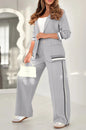 2 Pcs Set Women Suit Coat Pants Suit Lapel Long Sleeves Lady Jacket Wide Leg High Waist Trousers Female Commuting Office Outfit A&S Collection