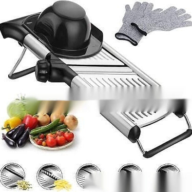 Stainless Steel Chopper Set Mandolin Grater Slicer Cut Resistant Gloves A&S Collection