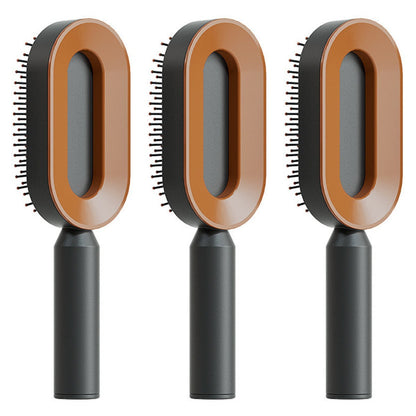 Self Cleaning Hair Brush For Women One-key Cleaning Hair Loss Airbag Massage Scalp Comb Anti-Static Hairbrush CJ