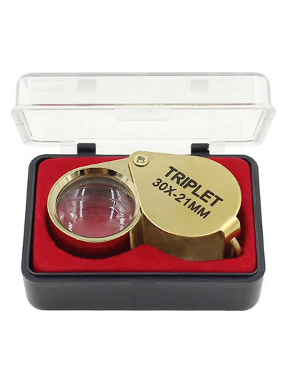 Pocket Loupe Magnifier Jewelry Magnifying Glass Foldable Diamond Lupa Triplet Jewelers Eye Glass Tool Reading Magnifier A&S Collection