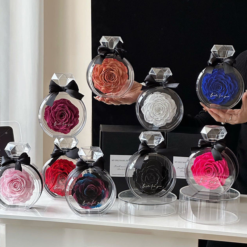Natural Eternal Flower Ornaments Transparent Cover Dried Rose Gift Box For Christmas New Year Valentine's Day Home Decor A&S Collection