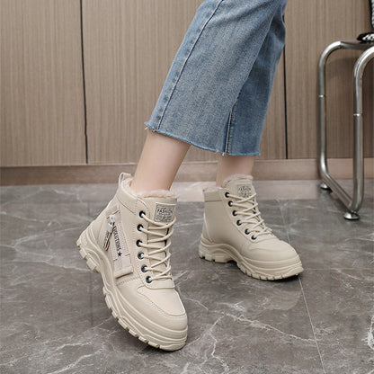 Fleece Lace-up Boots Winter Warm Short Plush High-top Shoes A&S Collection